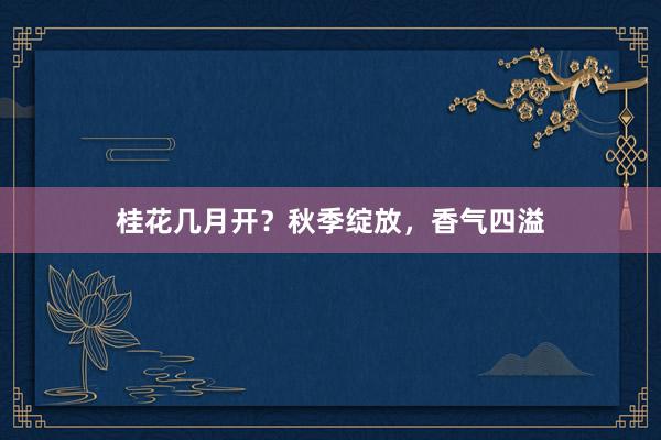 桂花几月开？秋季绽放，香气四溢